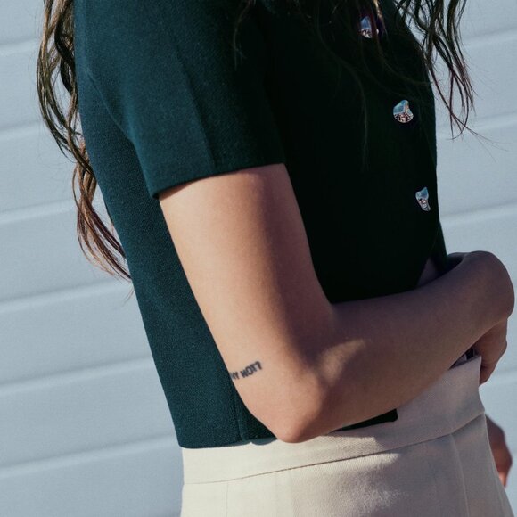 Zara Cropped Knit Top - Green-blue - new with tags (size: small) - Picture 2 of 7